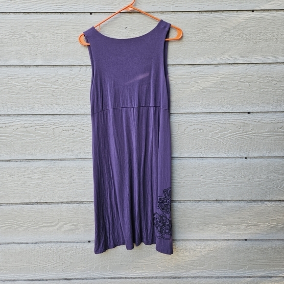 Aventura purple twist-front sleeveless jersey dress with flowers large - Picture 2 of 4